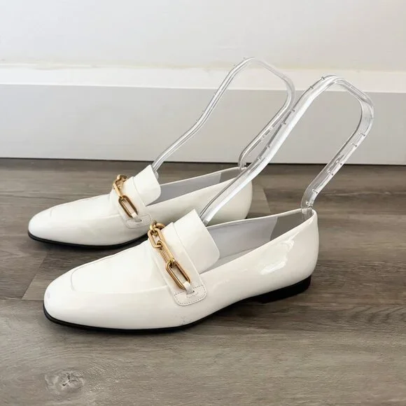 Burberry White Patent Leather Chillcot Loafers EU 37.5 - Picture 2 of 6